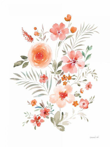 Floral Serenade IV White Modern Wood Framed Art Print with Double Matting by Nai, Danhui