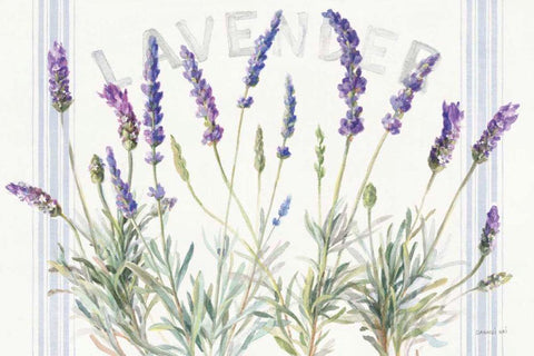 Floursack Lavender V White Modern Wood Framed Art Print with Double Matting by Nai, Danhui