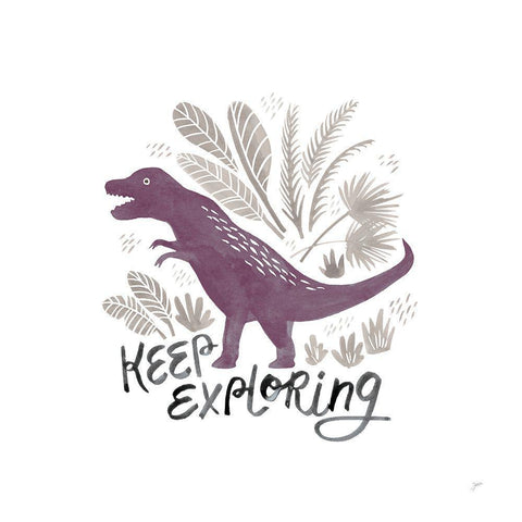 Dino Inspiration IV Purple White Modern Wood Framed Art Print with Double Matting by Panganiban, Karyn