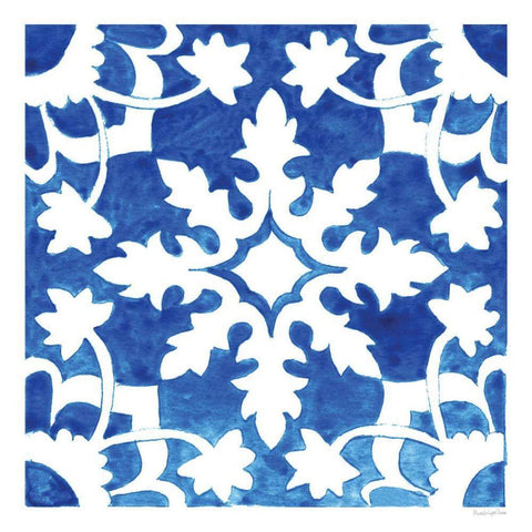 Andalusian Tile II Black Ornate Wood Framed Art Print with Double Matting by Charro, Mercedes Lopez