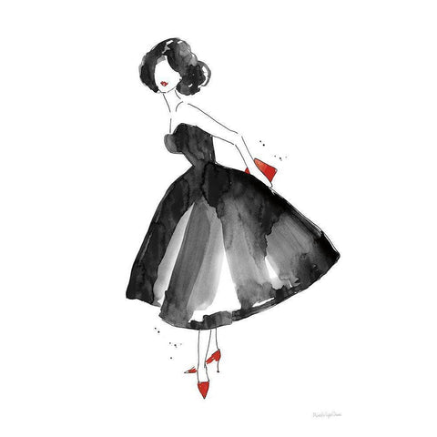 Fashion Debutante with Red White Modern Wood Framed Art Print by Charro, Mercedes Lopez