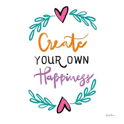 Create Your Own Happiness Gold Ornate Wood Framed Art Print with Double Matting by Zaman, Farida