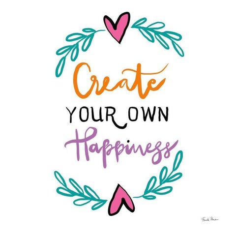 Create Your Own Happiness White Modern Wood Framed Art Print with Double Matting by Zaman, Farida