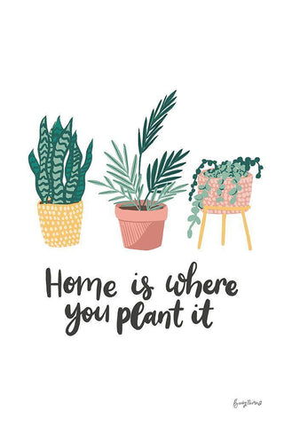 Plant It Retro White Modern Wood Framed Art Print with Double Matting by Thorns, Becky