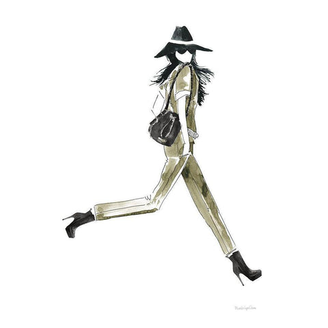 Out On the Town I Olive Gold Ornate Wood Framed Art Print with Double Matting by Charro, Mercedes Lopez