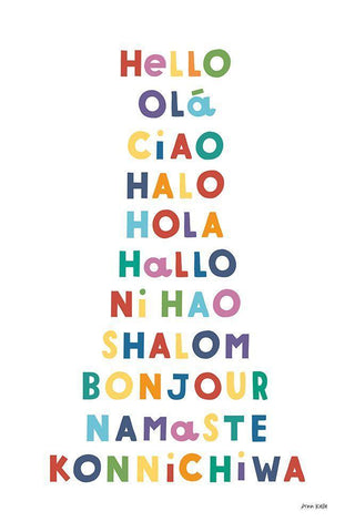 Say Hello White Modern Wood Framed Art Print with Double Matting by Kelle, Ann