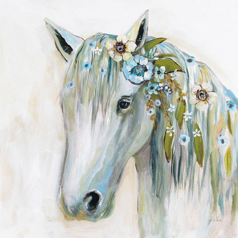 Lovely II Blue Flowers White Modern Wood Framed Art Print by Vertentes, Jeanette