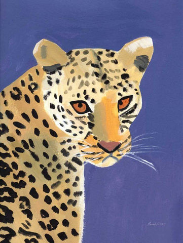 Colorful Cheetah White Modern Wood Framed Art Print with Double Matting by Munger, Pamela