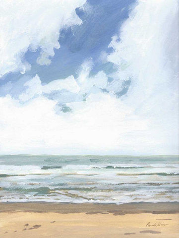 Walk on the Beach I Black Ornate Wood Framed Art Print with Double Matting by Munger, Pamela