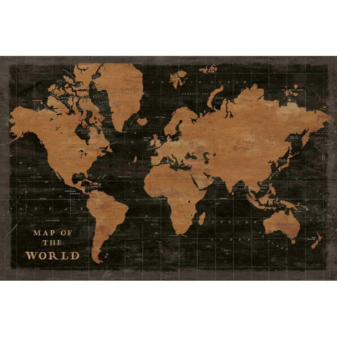World Map Industrial Gold Ornate Wood Framed Art Print with Double Matting by Schlabach, Sue