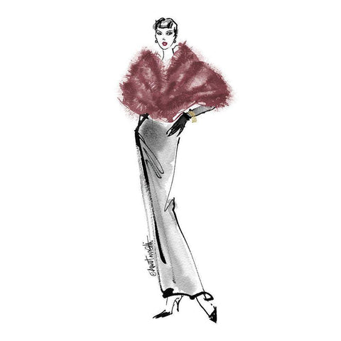 Fifties Fashion I v2 Plum Gold Ornate Wood Framed Art Print with Double Matting by Tavoletti, Anne