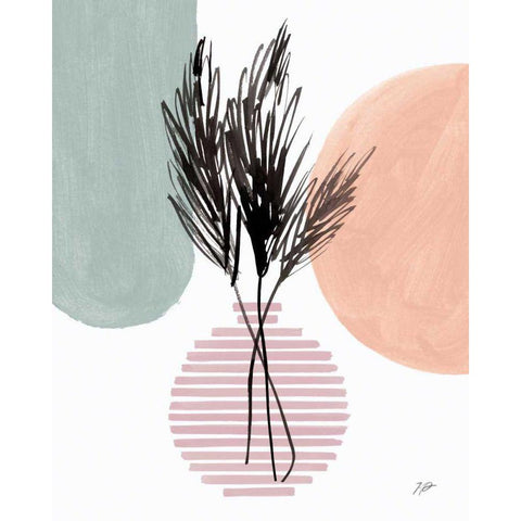 Pampas Stem Still Life White Modern Wood Framed Art Print by Panganiban, Karyn