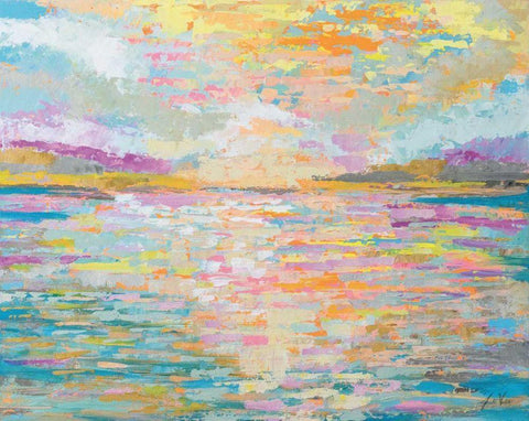 Ocean Sunrise White Modern Wood Framed Art Print with Double Matting by Vertentes, Jeanette