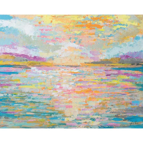 Ocean Sunrise Black Modern Wood Framed Art Print with Double Matting by Vertentes, Jeanette