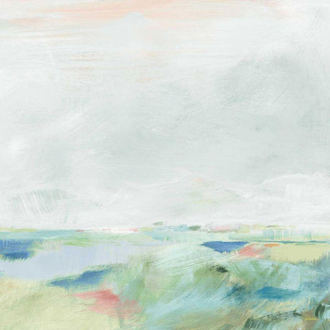 Blue Horizon Sq II White Modern Wood Framed Art Print by Schlabach, Sue