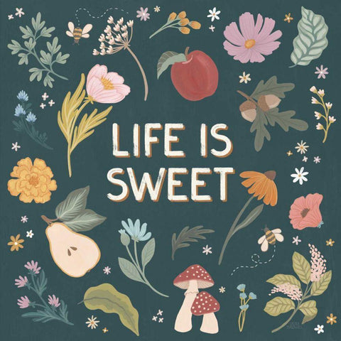 September Sweetness II Dark Black Modern Wood Framed Art Print by Marshall, Laura