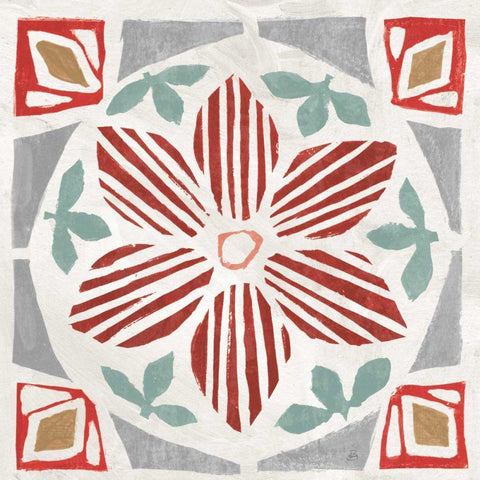 Woodcut Christmas IX Color White Modern Wood Framed Art Print by Brissonnet, Daphne