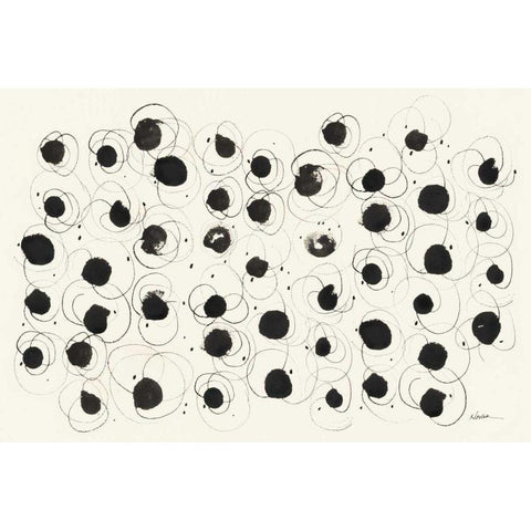 Round Seven Deluxe Black Modern Wood Framed Art Print by Novak, Shirley