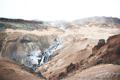 Reykjadalur Hot River White Modern Wood Framed Art Print with Double Matting by Marshall, Laura