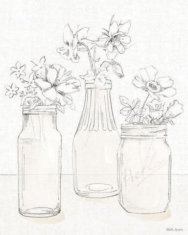 Peaceful Petals III Neutral White Modern Wood Framed Art Print with Double Matting by Grove, Beth