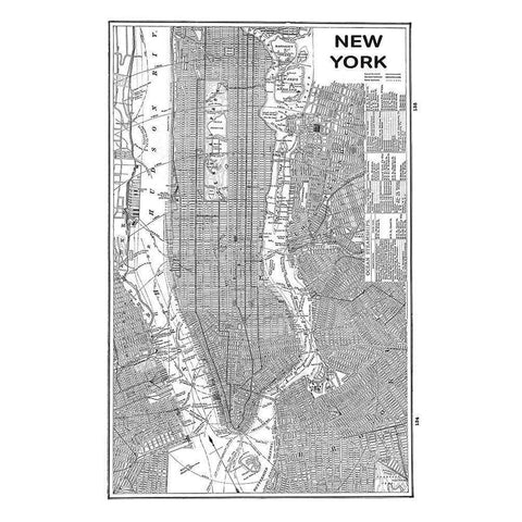 Inverted New York Map Gold Ornate Wood Framed Art Print with Double Matting by Schlabach, Sue