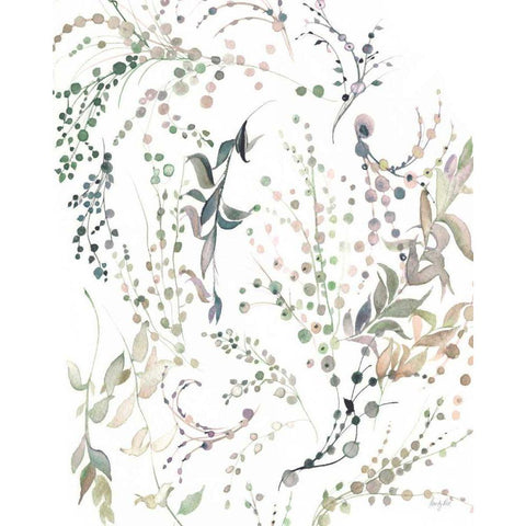 Leafy Tendrils Gold Ornate Wood Framed Art Print with Double Matting by Rice, Kristy