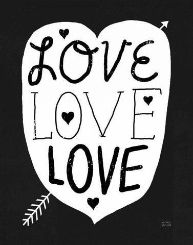 Love Love Love Black White Modern Wood Framed Art Print with Double Matting by Mullan, Michael