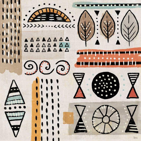 Tribal Tones III Gold Ornate Wood Framed Art Print with Double Matting by Charron, Veronique