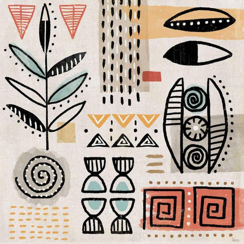 Tribal Tones V Gold Ornate Wood Framed Art Print with Double Matting by Charron, Veronique