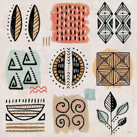 Tribal Tones IX White Modern Wood Framed Art Print with Double Matting by Charron, Veronique