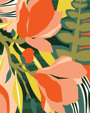 Blossoming Green Black Ornate Wood Framed Art Print with Double Matting by Gallagher, Megan