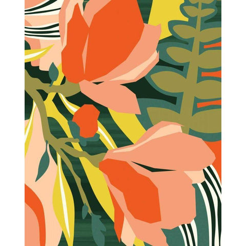 Blossoming Green Black Modern Wood Framed Art Print by Gallagher, Megan