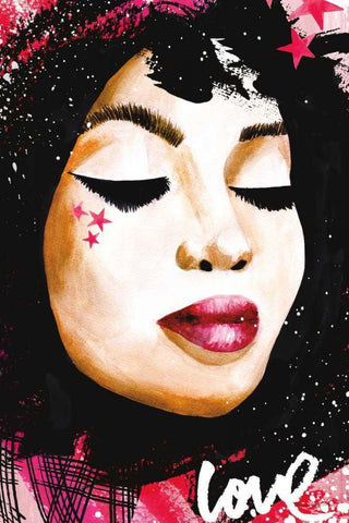 Love Star White Modern Wood Framed Art Print with Double Matting by Charro, Mercedes Lopez