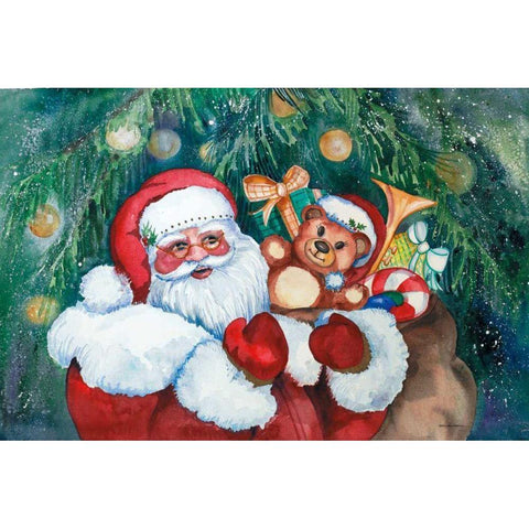 Jolly Santa White Modern Wood Framed Art Print by McKenna, Kathleen Parr