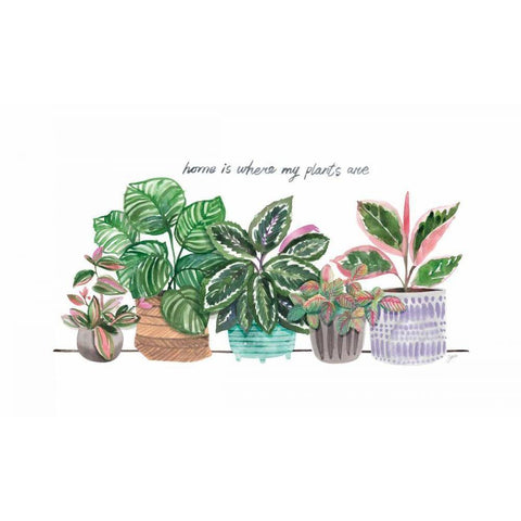 Happy House Plants I Black Modern Wood Framed Art Print by Panganiban, Karyn