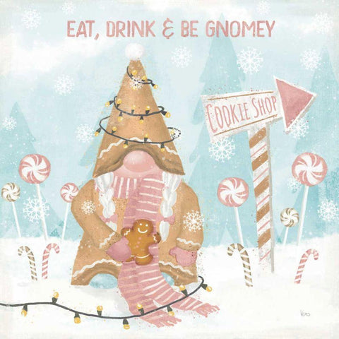 Gnome Sweet Gnome III Blush White Modern Wood Framed Art Print with Double Matting by Charron, Veronique