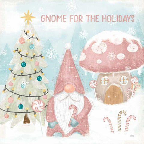 Gnome Sweet Gnome V Blush White Modern Wood Framed Art Print with Double Matting by Charron, Veronique