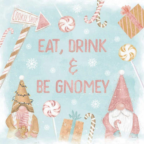 Gnome Sweet Gnome VI Blush Black Ornate Wood Framed Art Print with Double Matting by Charron, Veronique