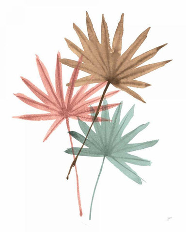 Fan Leaves White Modern Wood Framed Art Print with Double Matting by Panganiban, Karyn