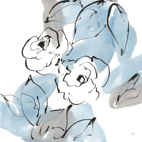 Blue Neutrals I Gold Ornate Wood Framed Art Print with Double Matting by Paschke, Chris