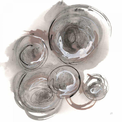 In the Circle II White Modern Wood Framed Art Print with Double Matting by Paschke, Chris