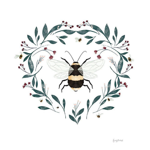 Bees VI White Modern Wood Framed Art Print with Double Matting by Thorns, Becky