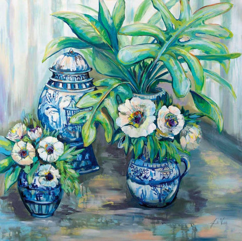 Chinoiserie Day Black Ornate Wood Framed Art Print with Double Matting by Vertentes, Jeanette