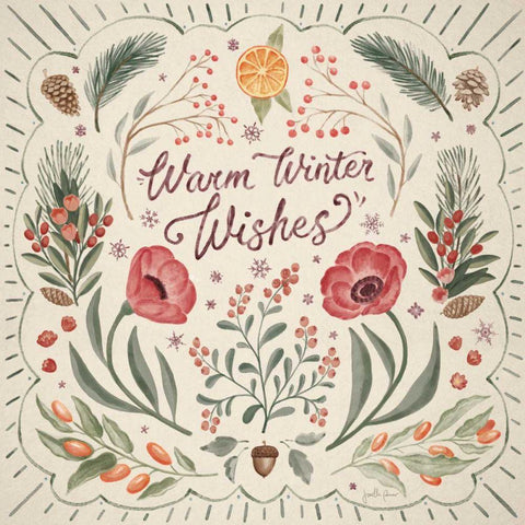 Winter Blooms II Black Ornate Wood Framed Art Print with Double Matting by Penner, Janelle