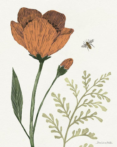 Springtime I Warm Black Ornate Wood Framed Art Print with Double Matting by Miller, Sara Zieve