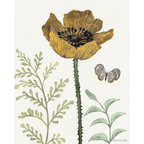 Springtime II Warm Gold Ornate Wood Framed Art Print with Double Matting by Miller, Sara Zieve