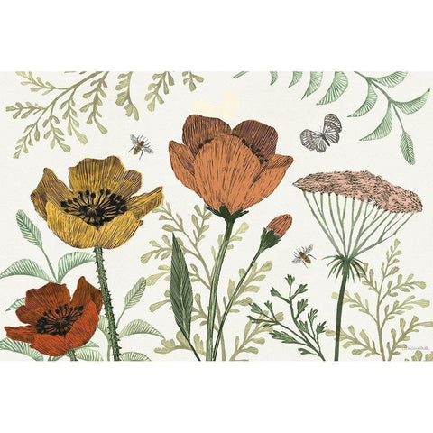 Springtime IV Warm Black Modern Wood Framed Art Print with Double Matting by Miller, Sara Zieve