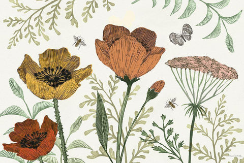 Springtime IV Warm Black Ornate Wood Framed Art Print with Double Matting by Miller, Sara Zieve