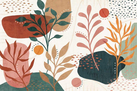 Abstract Blossom I Black Ornate Wood Framed Art Print with Double Matting by Charron, Veronique