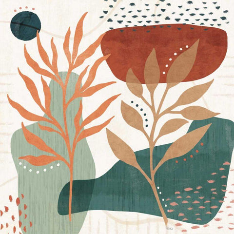 Abstract Blossom II Black Ornate Wood Framed Art Print with Double Matting by Charron, Veronique